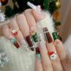 Christmas Wearing Nail Finished Product New Handmade Phototherapy Hand-painted Santa Claus Fake Nail Patch Manicure G40