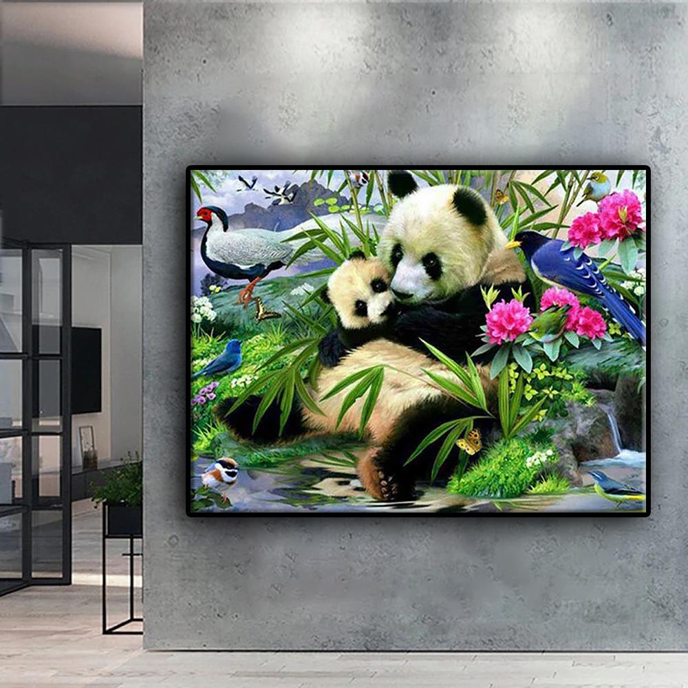 Diamantmaleri Animal Panda Broderi Korssting Rhinestone Home Decor