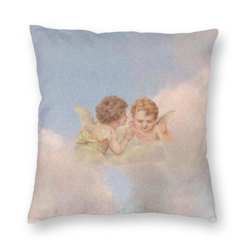 Renaissance Cloud Angels Pillow Cover Decoration Wings Cushion Cover Throw Pillow for Home Polyester Double-sided Printing