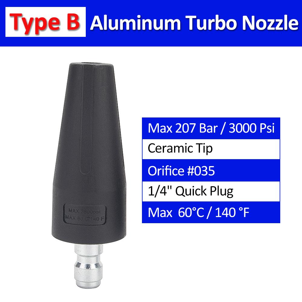 Rotating Dirt Blaster Turbo Nozzle with 1/4" Quick Release Plug Connector #035 for High Pressure Washers Car Washing Machine