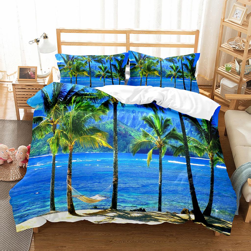 Hawaii Duvet Cover Set Beach Sea Quilt Cover For Kids Boys Girls Bedding Set Summer Themed Comforter Cover King Queen Full Size