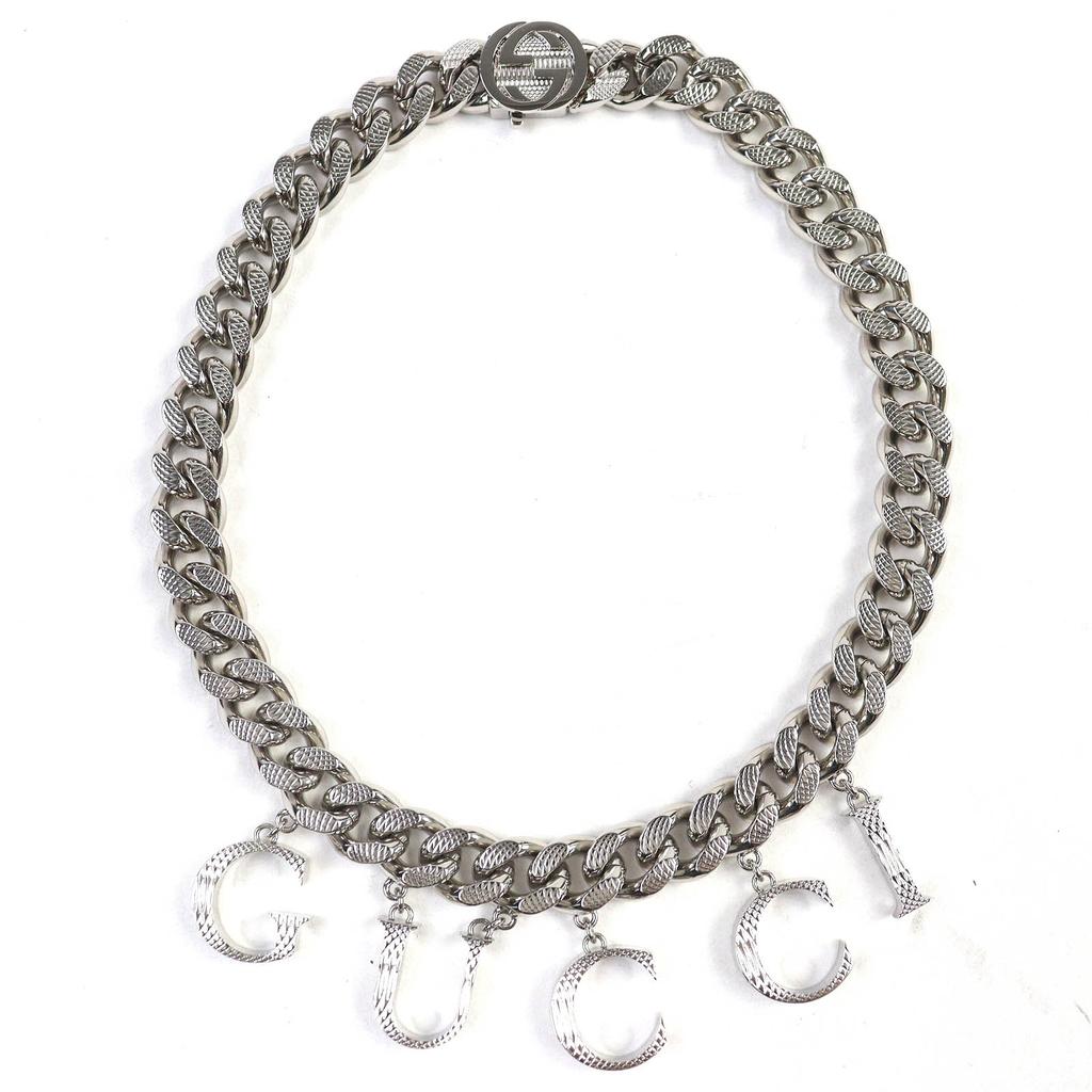 GUCCI script logo choker Interlocking G Necklace Accessories Current 675769 Used