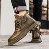 Fashion Men's Fashion Trends Brown Leather Boots Outdoor Walking Mountaineering Travel Thick Bottom Ankle Boots Comfort Durable Boots