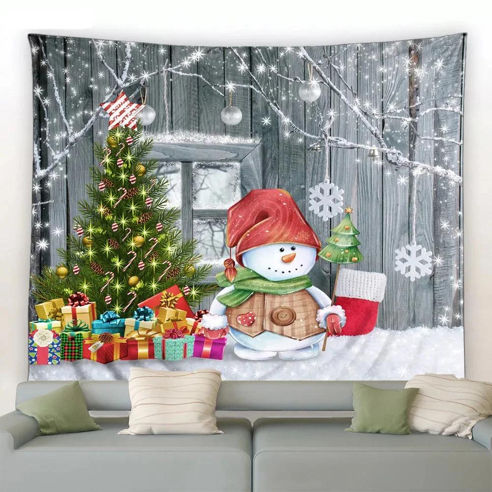 Christmas Cute Snowman Tapestry Bedroom Living Room Home Christmas Decoration Tapestry