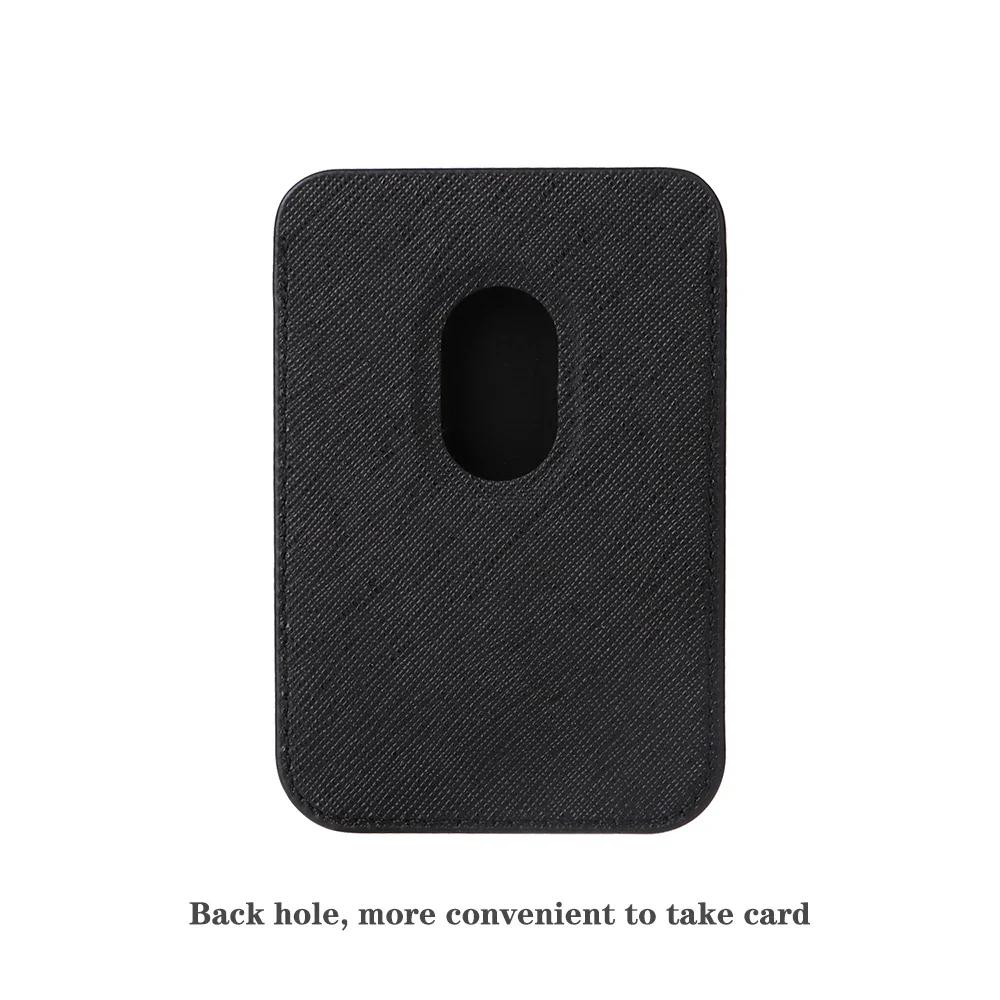 Porte-cartes de luxe Business Sle Bla Type Magnétique Fort Cuir Saffiano pour Iphone 17 16 15 14 MagSafe Portefeuille en Fibre de Carbone Téléphone