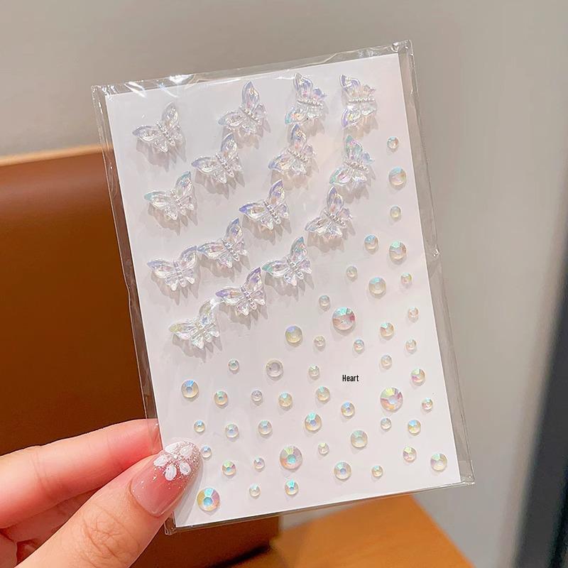 

Детские сценические наклейки для лица: Дизайн бабочки из жемчуга и страз, самоклеящиеся украшения для макияжа