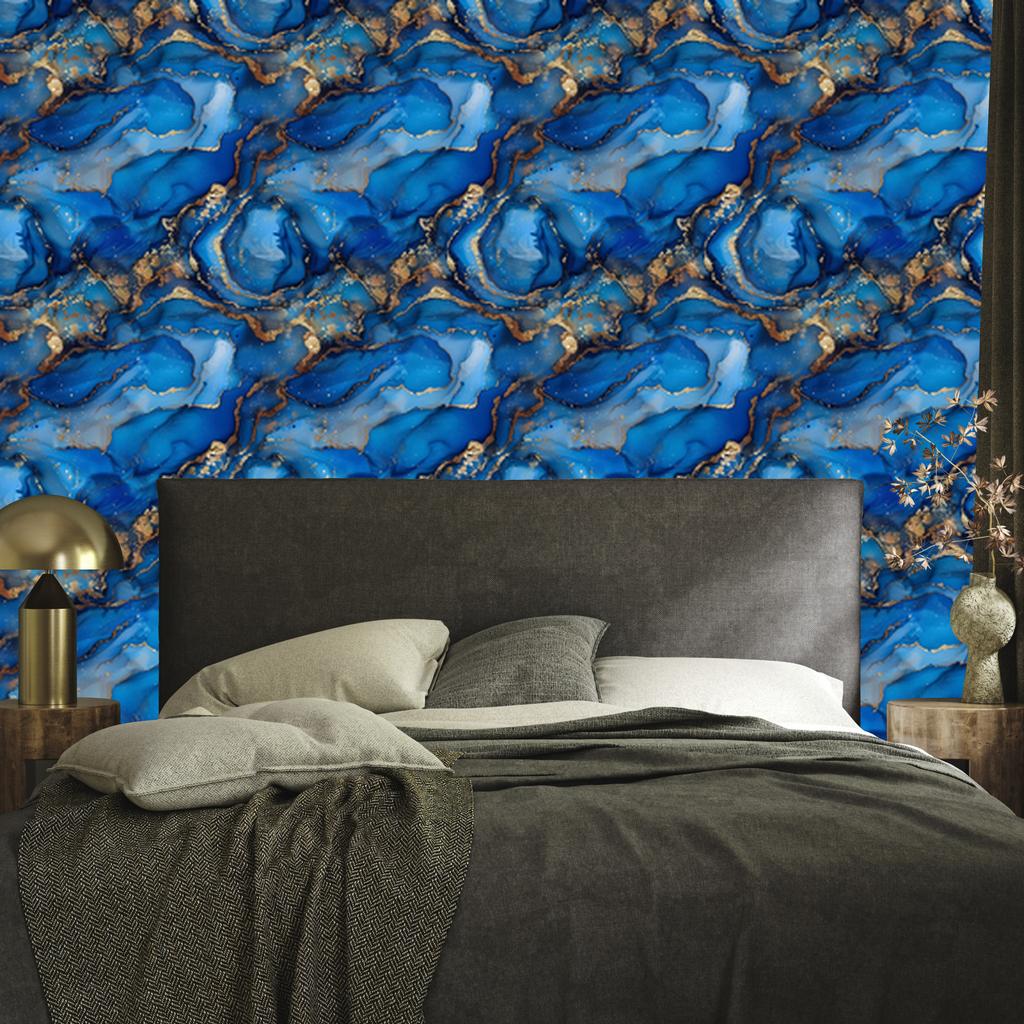 Ink blue, navy blue, brown and azure wallpaper for living room and bedroom 50x1000