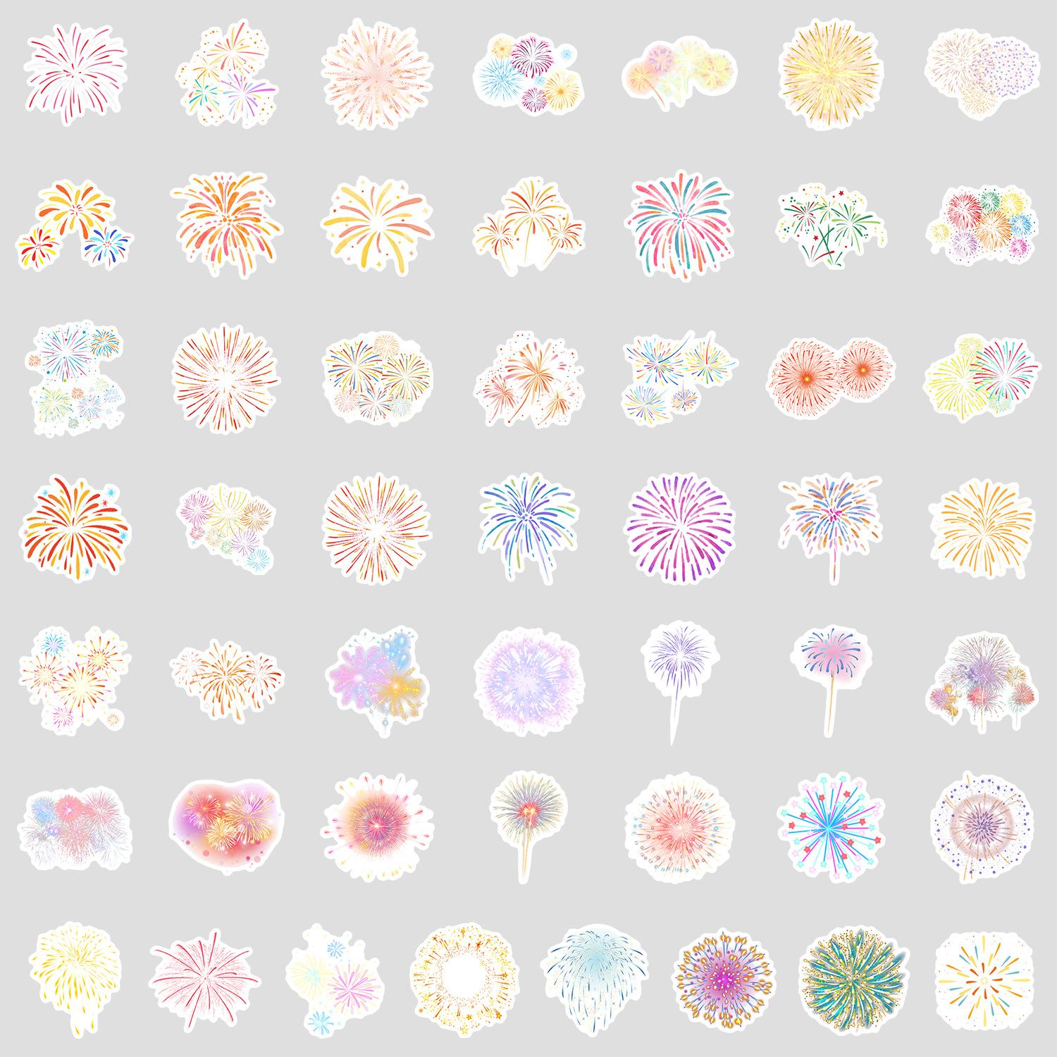 

50 Gorgeous Fireworks Graffiti Stickers Creative Cartoon Personalized Stickers Mobile Phone Computer Waterproof Decorative Stickers