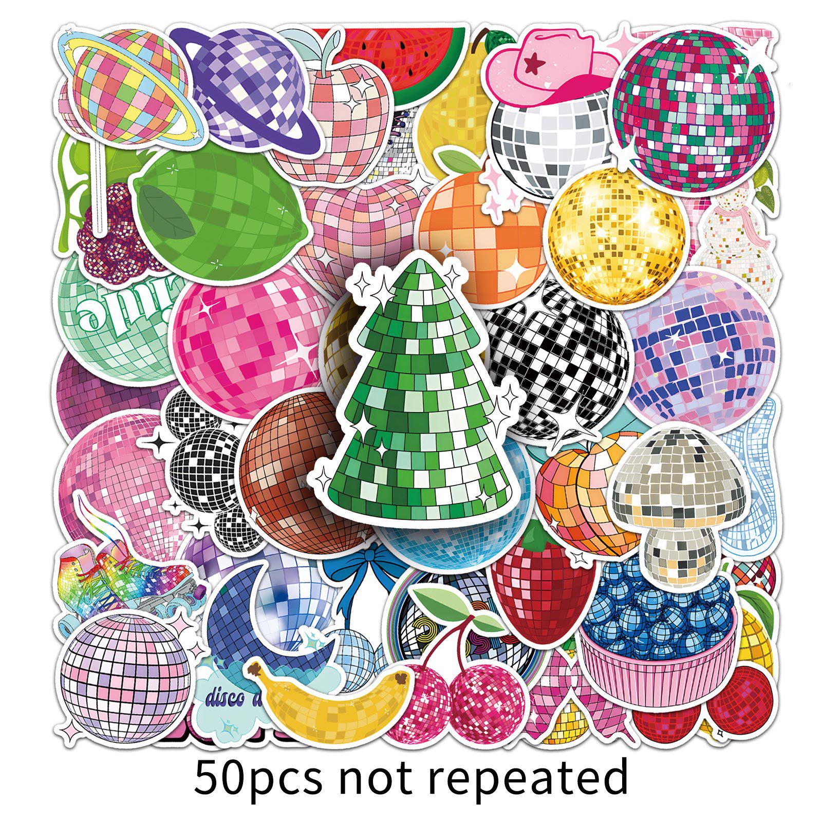 

50pcs Retro Disco Ball Stickers - Creative DIY Decoration for Journals & Suitcases