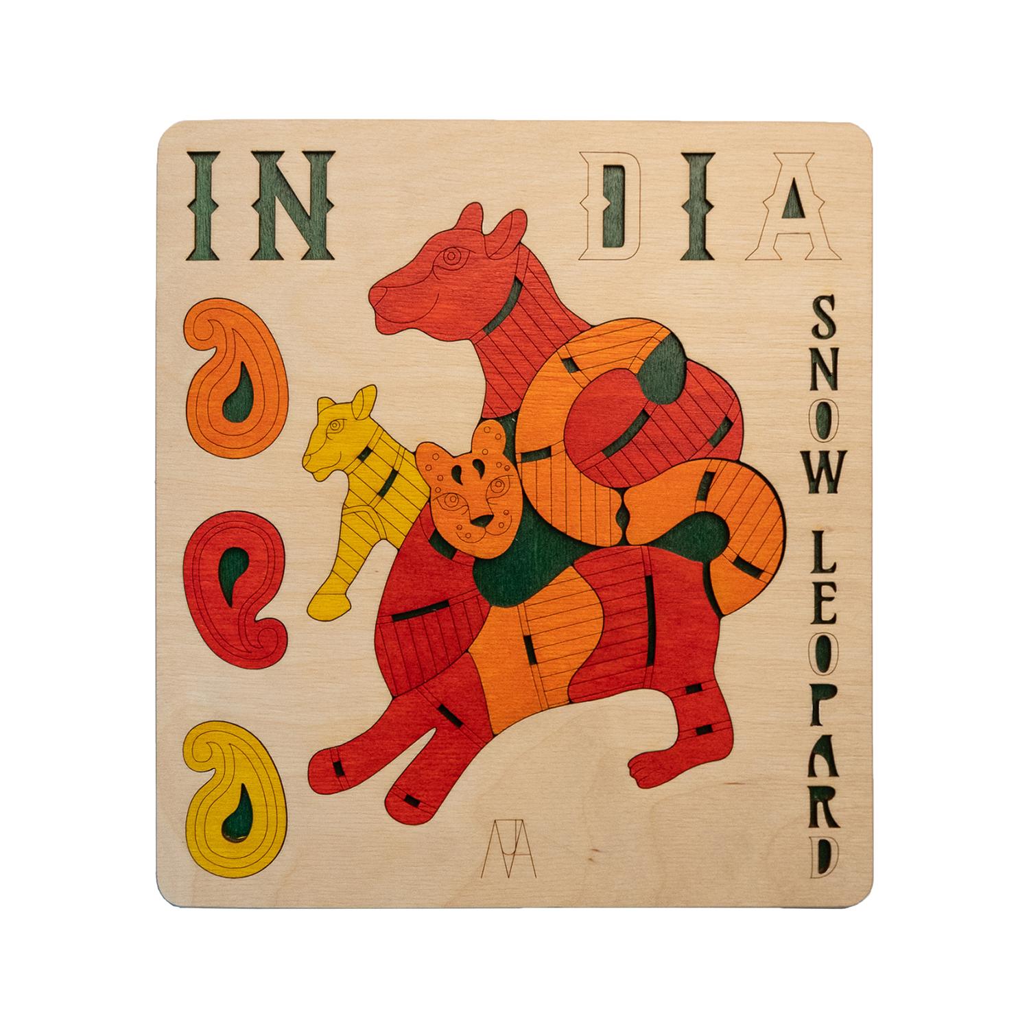 

Деревянные пазлы EKOPLAY Индийский снежный барс для детей, пазл из 13 элементов