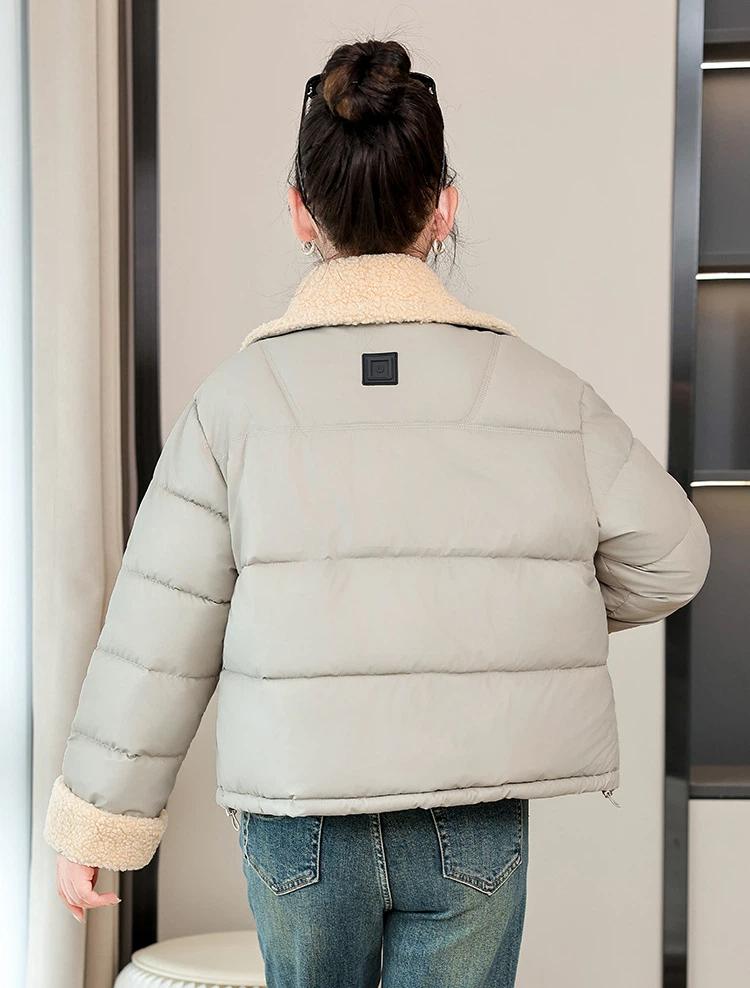 Women’s Short Lamb Wool Lapel  Winter Jacket