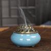 (pont du monde) Ceramic Incense Burner, Incense Stick Holder, Aromatherapy, Stylish, with Lid (Light Blue)