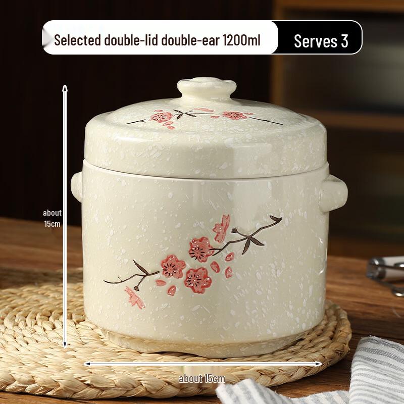 Zhaoran Home Ceramic Double Boiler Stew Pot