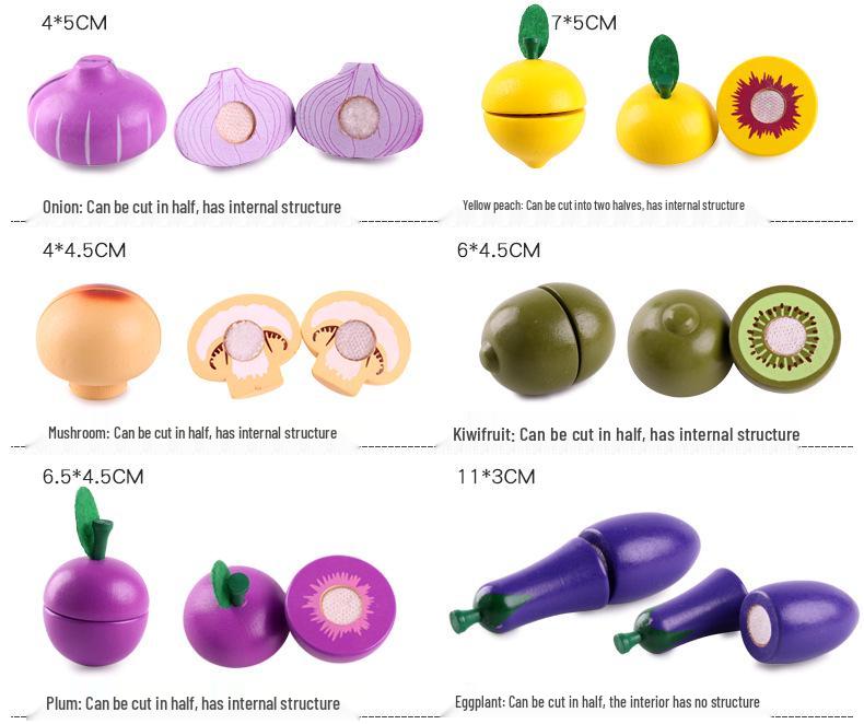Wooden Play Kitchen Set: Cutable Fruits & Vegetables for Kids