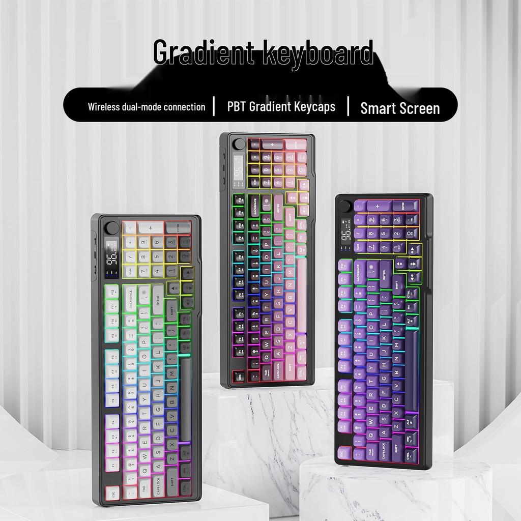 Free Wolf M96 Wireless Bluetooth Dual-Mode Keyboard with Gradient PBT Keycaps & Display Screen