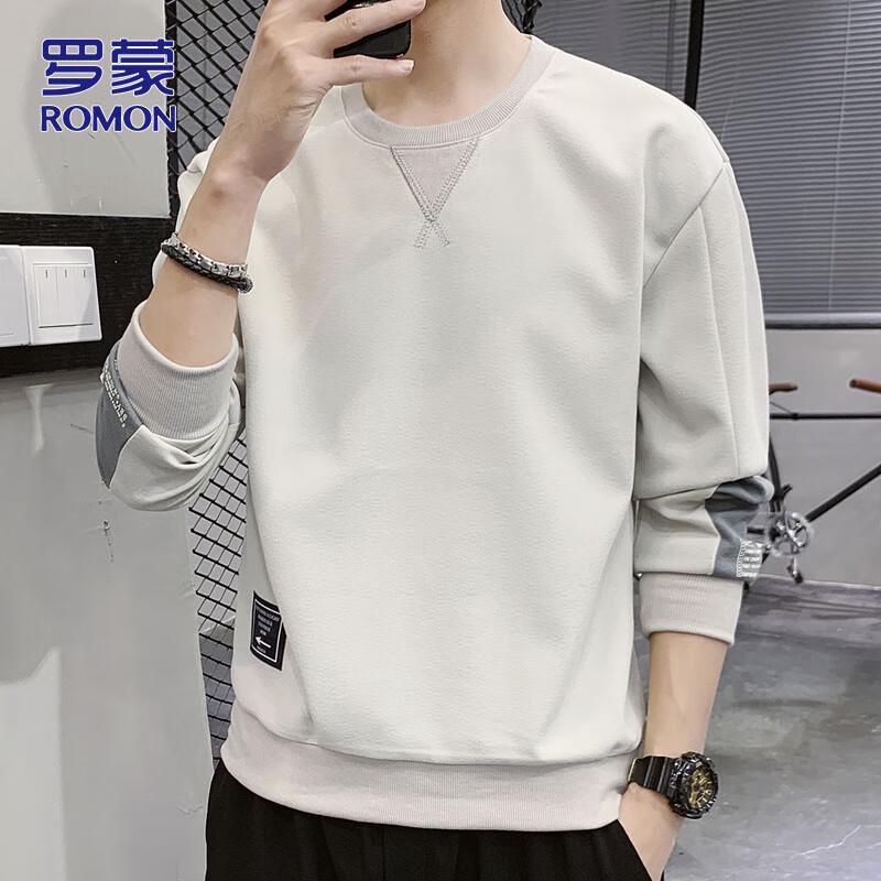 ROMON Men's Casual Round Neck Long-Sleeve Sweatshirt