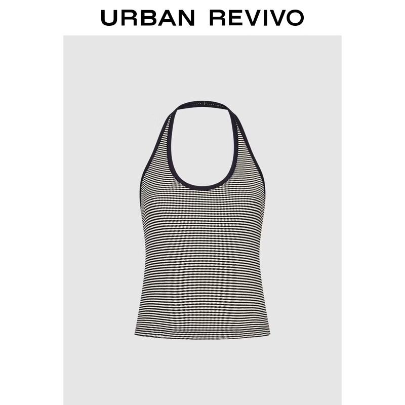 UR2026 Women s Striped Halterneck Slim Tank Top XS