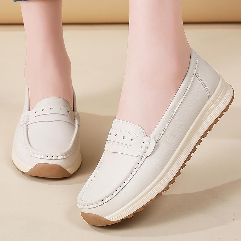 100% Genuine Leather Women's Large-sized Casual Sports Shoes, Loafers, Fashionable, Comfortable and Lightweight Leather Shoes