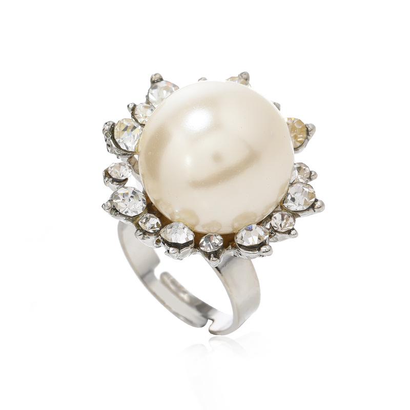 

Открытое кольцо с цветком из страз и жемчуга - Женские роскошные украшения французского дизайна