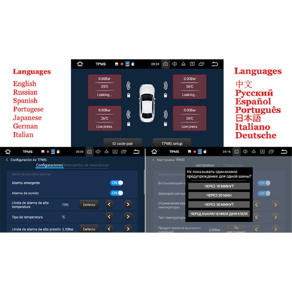 Car Tpms Usb Tire Pressure Monitor Alarm System 4 External Sensor For Android Car Dvd