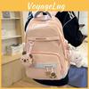 Color Simple Solid Letter Pattern Student Backpack With Decoration Pendant