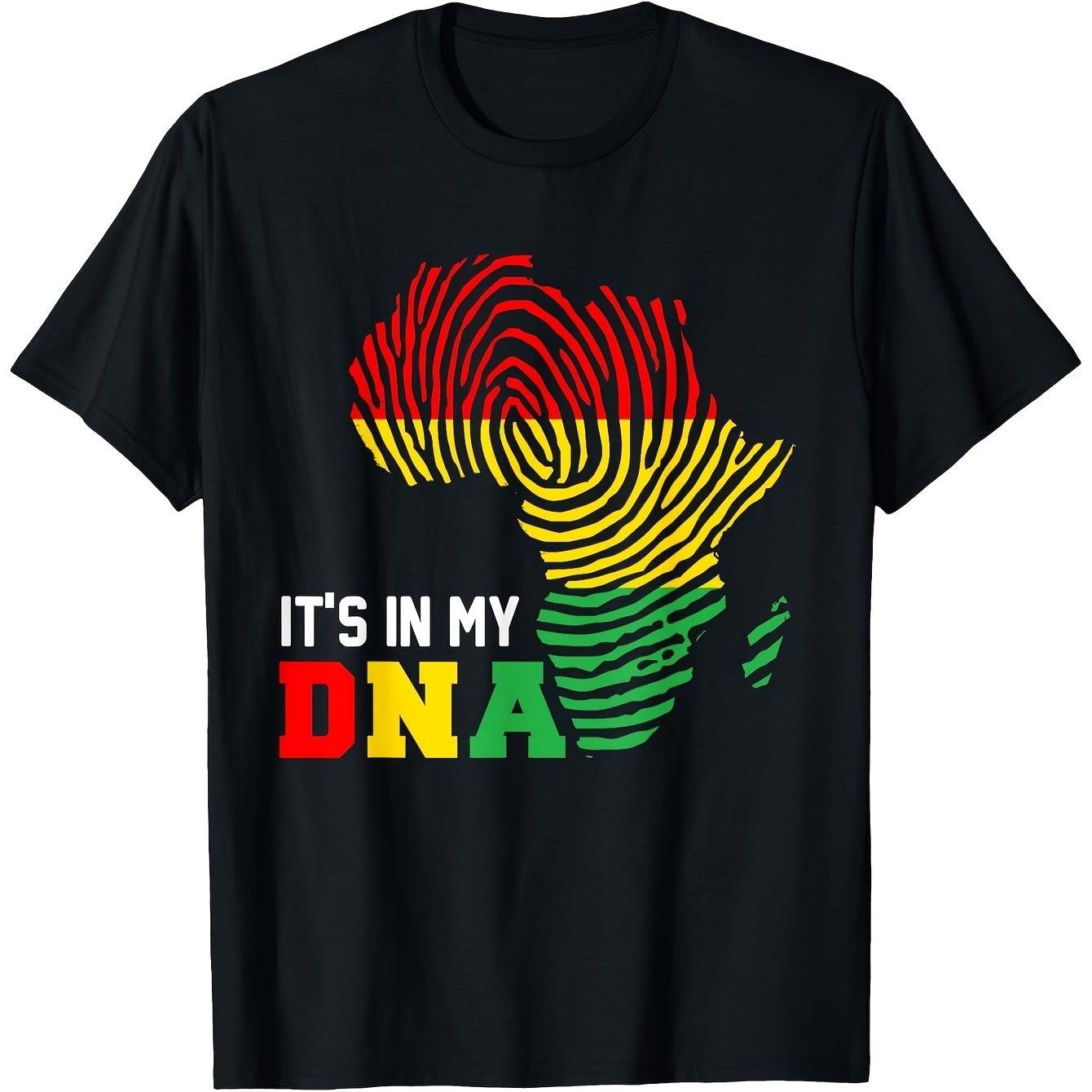 African DNA Fingerprint Graphic Tee Black History Month Casual Cotton TShirt Unisex S