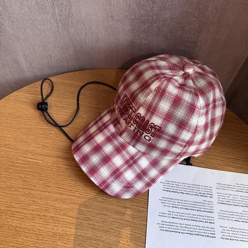Vintage Japanische Karrierte Baseballkappe Mit Stickerei Für Familienausflüge Sonnenschutz