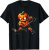 Halloween Ice Hockey Pumpkin Face T-Shirt