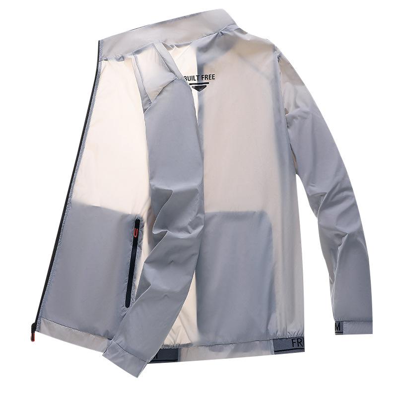 

Jacket Men s Outdoor Sunscreen Wear Windproof Summer Thin Casual Stand-Up Jacket M серый