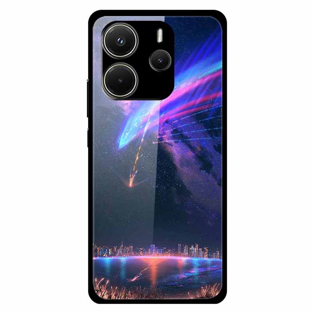 For Xiaomi Redmi Note 14 4G (163.25x76.55x8.16mm) Case Pattern Printed Tempered Glass Phone Cover