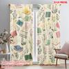 2pcs,2D Plane Printing Pattern Curtains Literary Garden Polyester Fabric (without Rod) Home Decor Use for Living Room & Bedroom