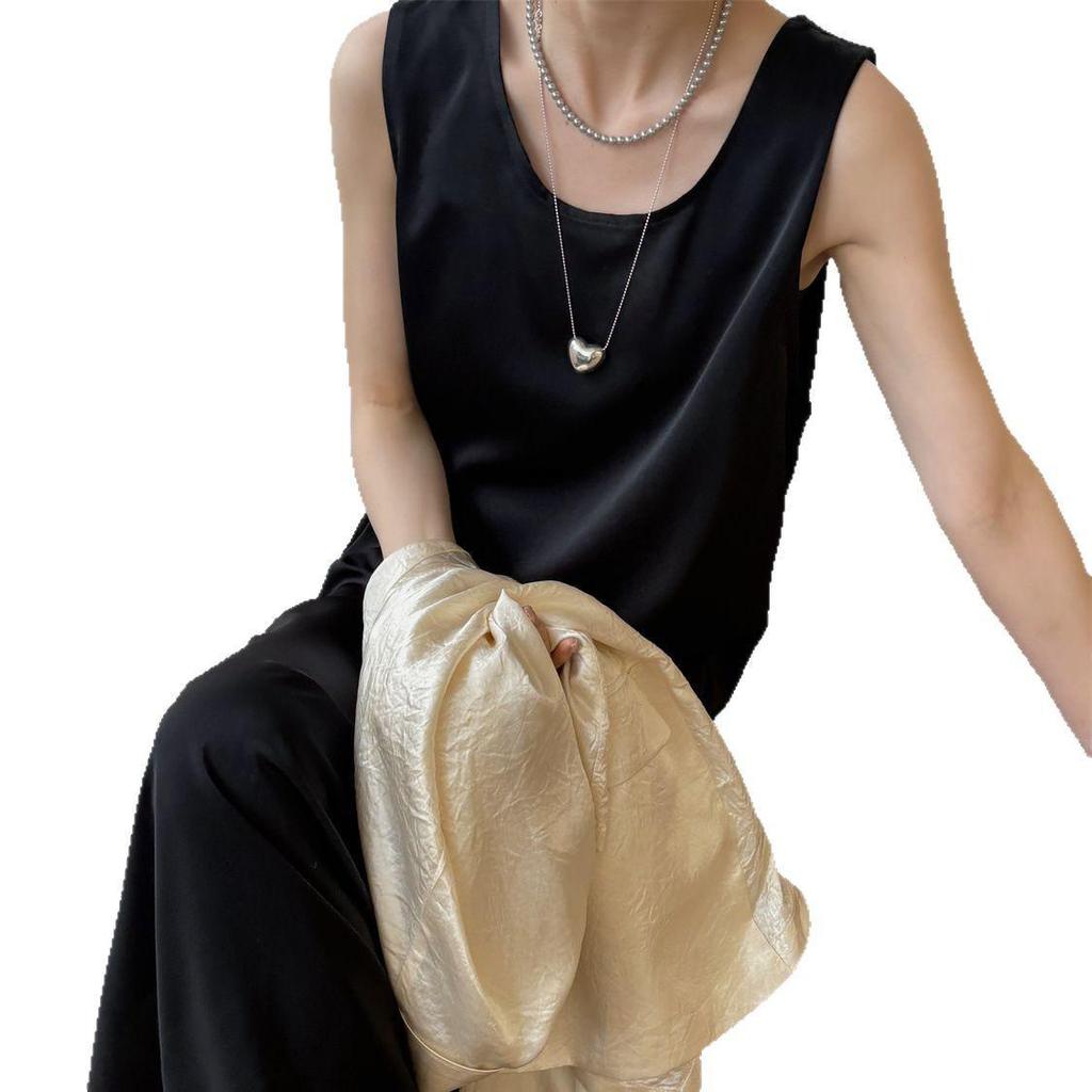 French Cross-Back Round Neck Midi Dress – 2025 Spring Collection for Women, Slimming and Versatile Design.