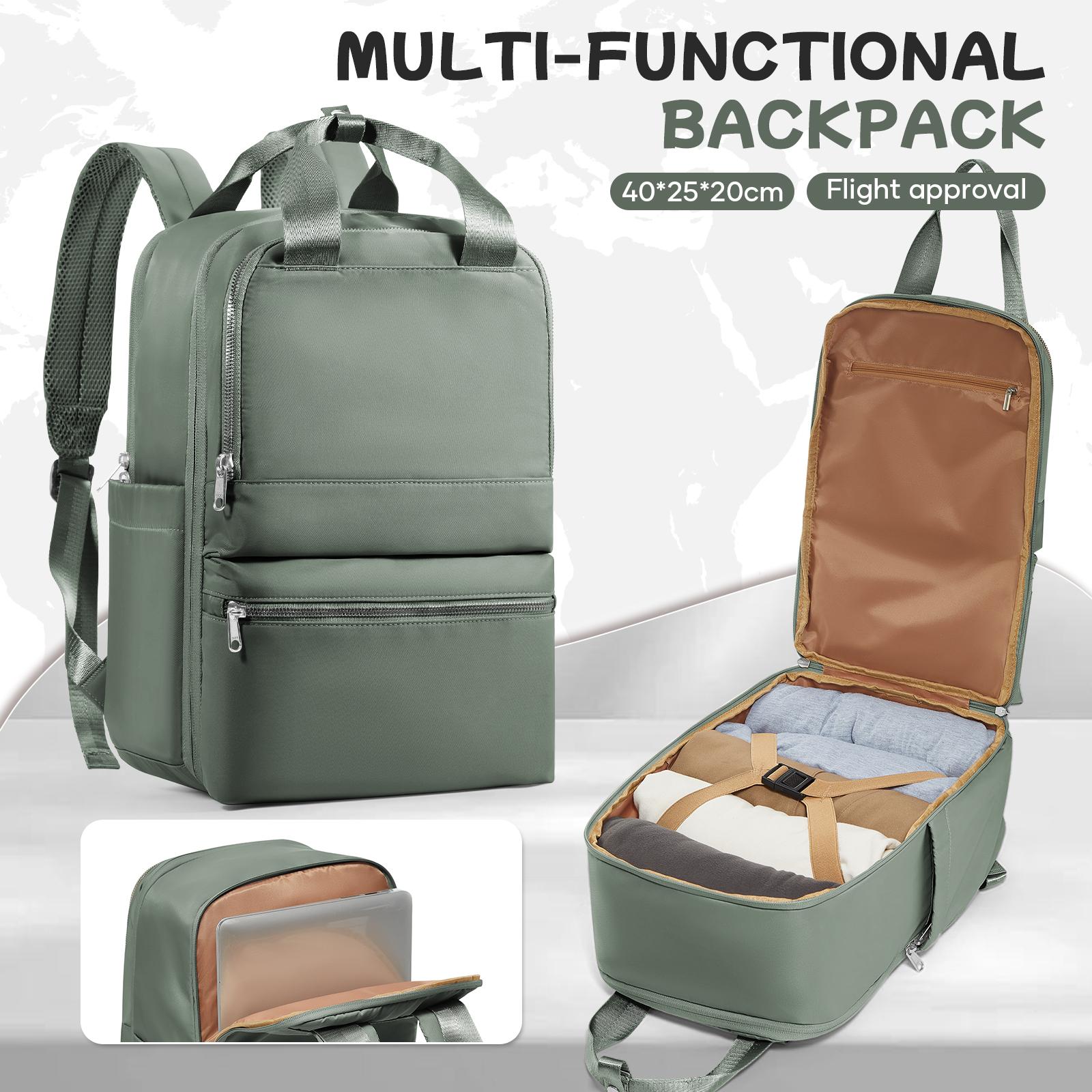 

Ryanair Cabin Max 40x20x25 Дорожный рюкзак, Ручная кладь для салона самолета, Женский рюкзак для поездок с защитой от краж зелёный