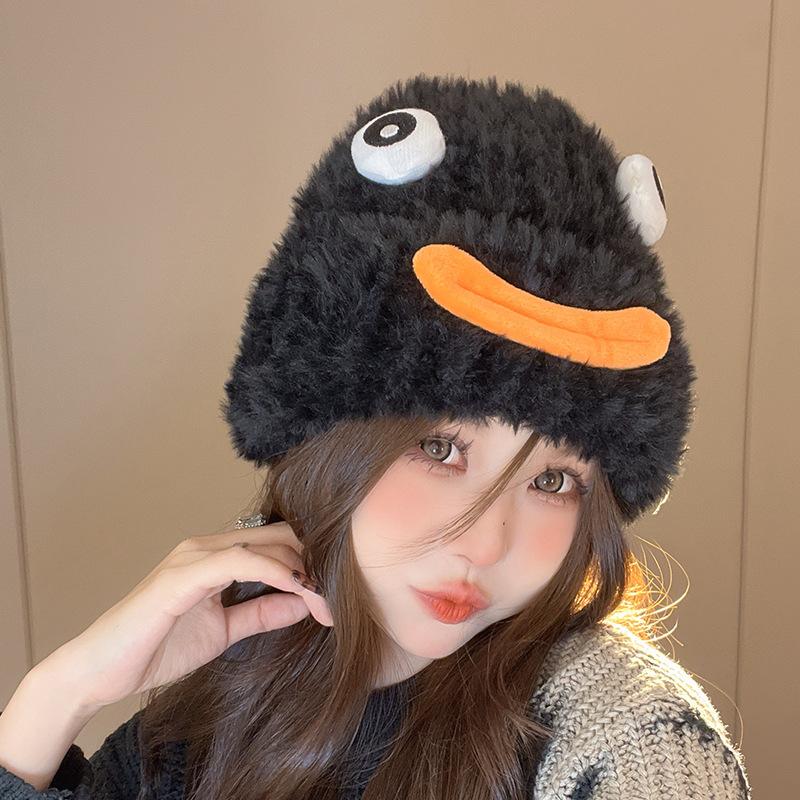 

Plush hat big head circumference hat women s warm wool hat versatile face small ear hat tide M（56-58cm）