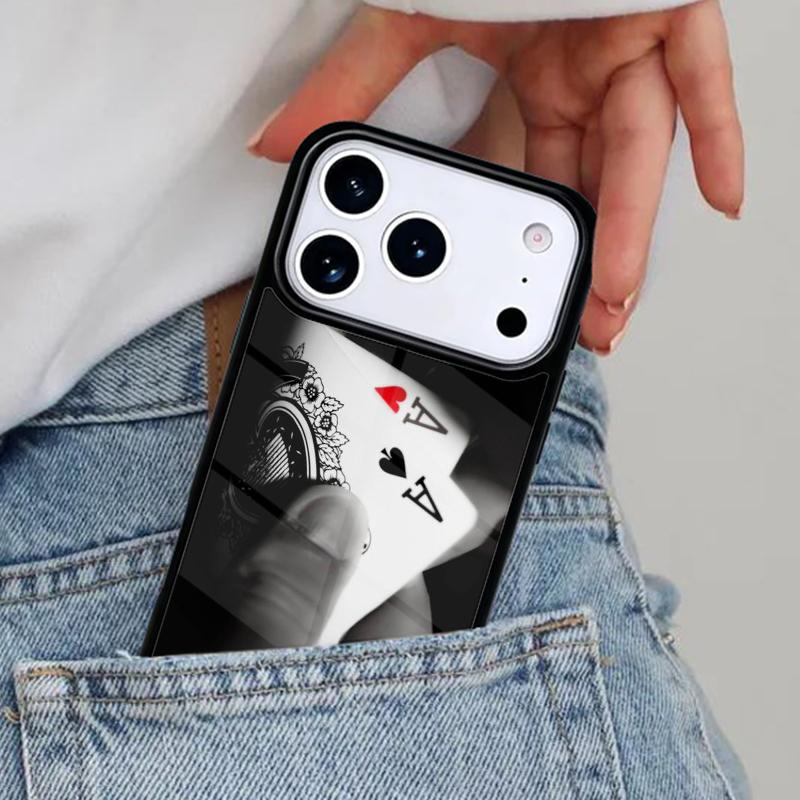 Spades Poker Play Cards Ace Art Phone Case for iPhone 17ProMax 12 13 14 15 16e 17 Pro Max Plus Air Cover