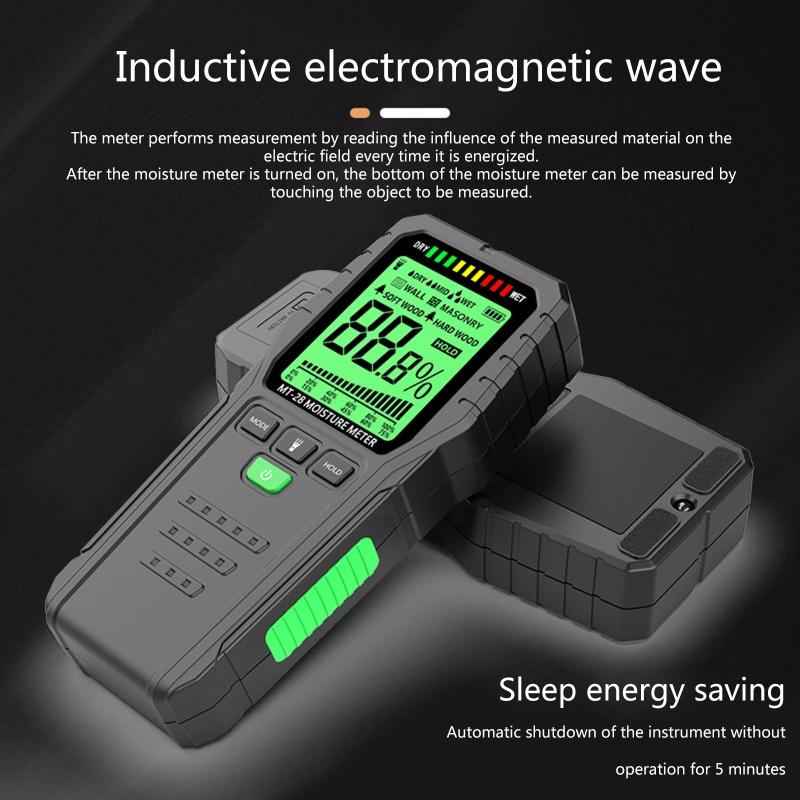 Pinless Wood Moisture Meter with High Sensitivity Sensor Non-Destructive Moisture Detector for Wood Brick Floor Auto-off