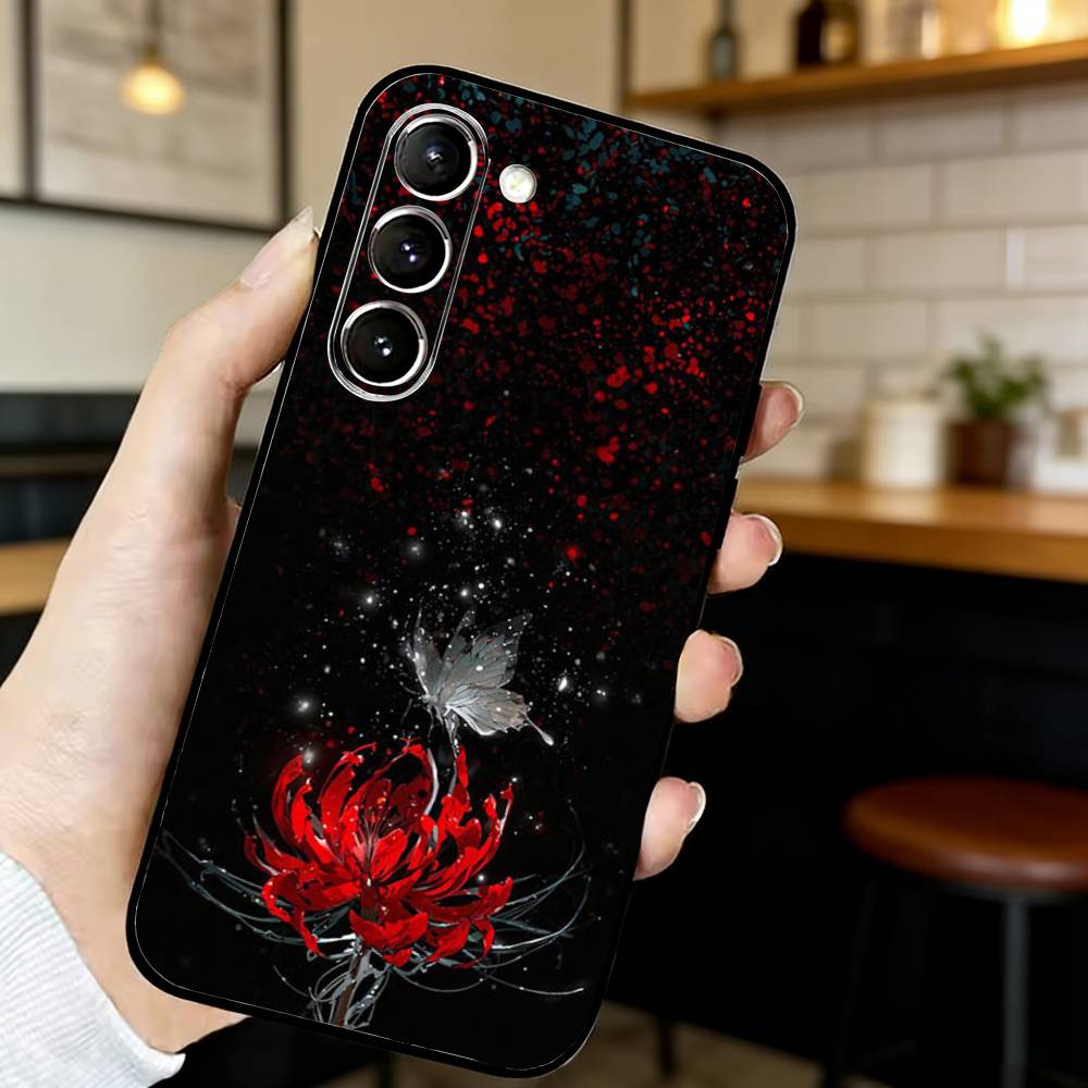Ghoul Red Spider Lily Tokyo Phone Case For Samsung S24,21,22,23,30,Ultra,S20,Plus,Fe,Lite, Black Soft Cover