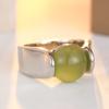 Trendy Inlaid Green Stone Women's Ring Aesthetic CopperColor Geometry Daily Wear Party Jewelry Anniversary Gift