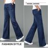 Jeans Men Men's Plus Velvet Flared Jeans Boot Cut Leg Flared Loose Fit Mid-Waist Male Designer Classic Denim Jeans