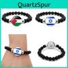 Pulsera de Piedras Preciosas con Bandera de Israel Palestina Unisex Joyería de Cuentas Negras al por Mayor