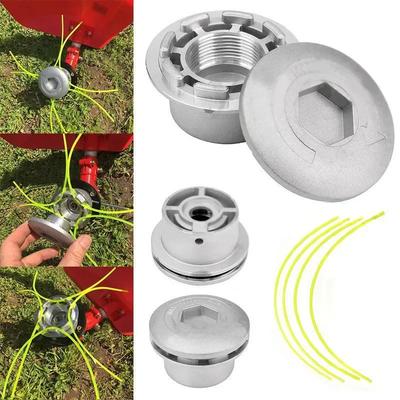 Universeller Aluminium-Rasentrimmerkopf 4 Fäden Schnur für Gartengeräte Benzin Bump Spule Strimmer Freischneider Zubehör