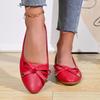 Scarpe Basse in Pelle con Fiocco Singolo, Bocca Stretta, Suola Spessa Morbida, Lati Morbidi, Tacco Basso Comodo