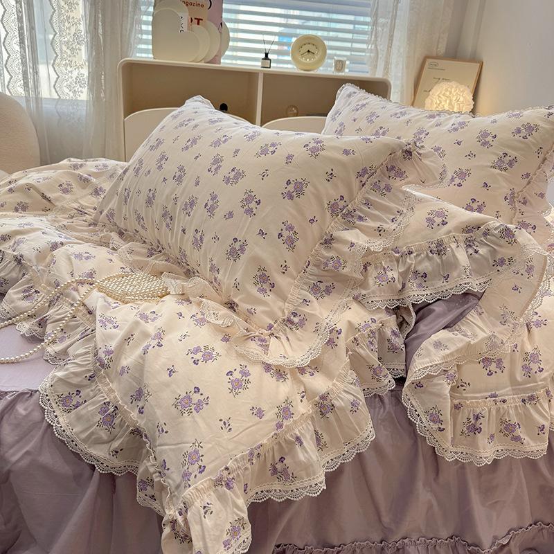 Cotton Bedding Four-piece Set Lace Quilt Cover Bed Sheet Pillowcase