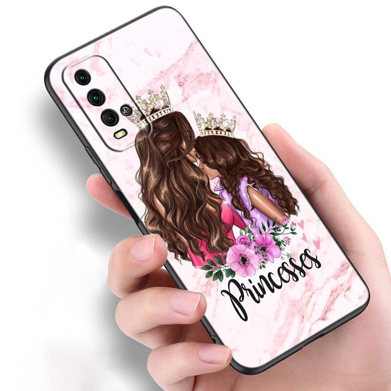 Miminko máma dívka chlapec mramorové silikonové pouzdro na telefon Xiaomi Redmi Note 11 10 9 8 Pro 11T 10T 10S 9S 8T 9 9A 9C 9T černý měkký kryt