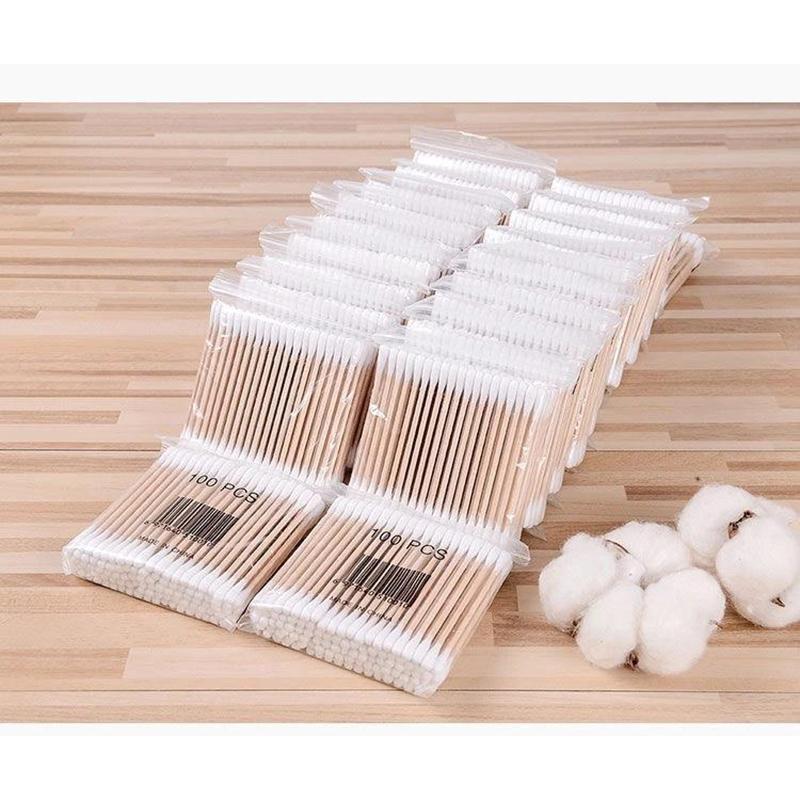 500pcs Double Head Cotton Swab Women Makeup Cotton Buds Tip for Wood Sticks Nose Ears Cleaning Health Care Tools