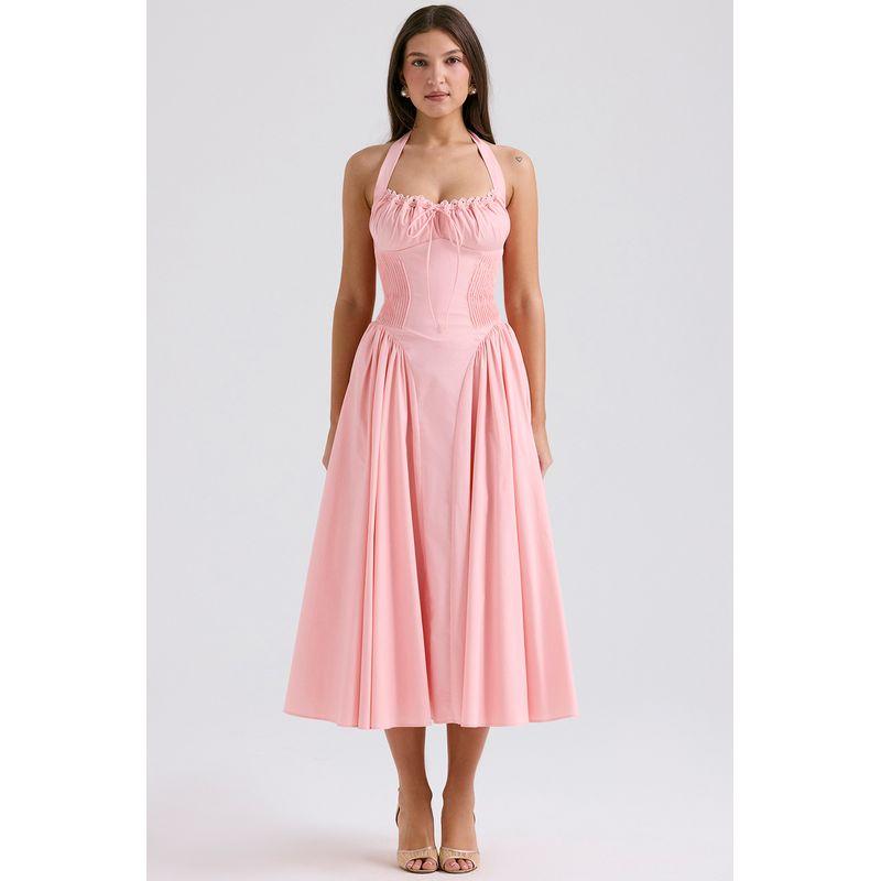 First Date Sense Floral Tight Waist Vacation Seaside Suspender Skirt
