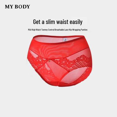Mybody Mid-High Waist Lace Tummy Control Panties