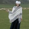 Rhombic Knitted Cape Printing Tassel Scarves Simple Imitation Cashmere Shawl  Student