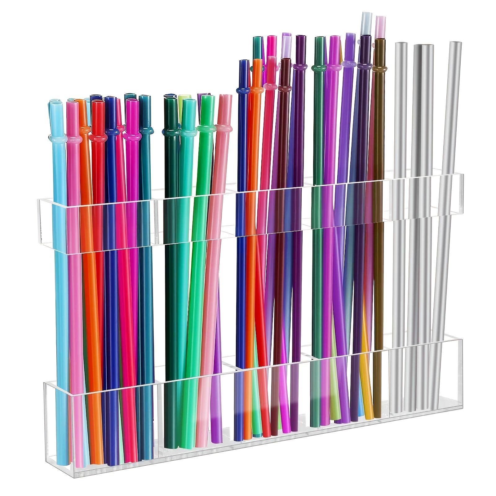 

[2pcs-Large Acrylic Straw Holder] Transparent Acrylic Straw Storage Box | Reusable, Ultra-Adhesive Cabinet Door Installation прозрачный