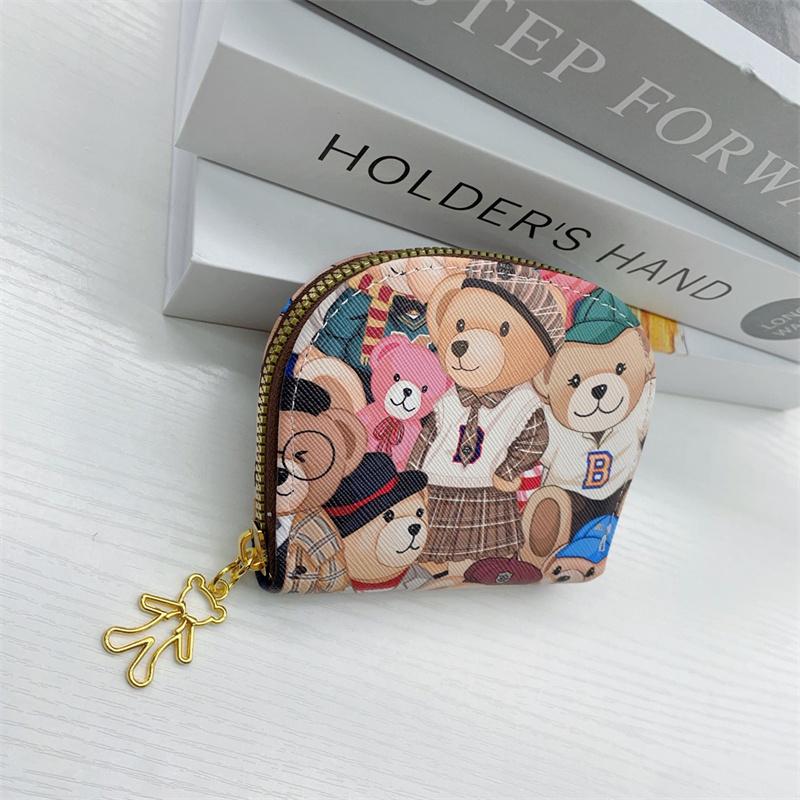 Little Bear Short Half Circle Wallet Card Bag Multi Functional Zero Wallet Female Card Holder Zipper Wallet